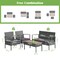 Costway 8PCS Patio Rattan Furniture Set Cushioned Chair Wooden Tabletop Gray